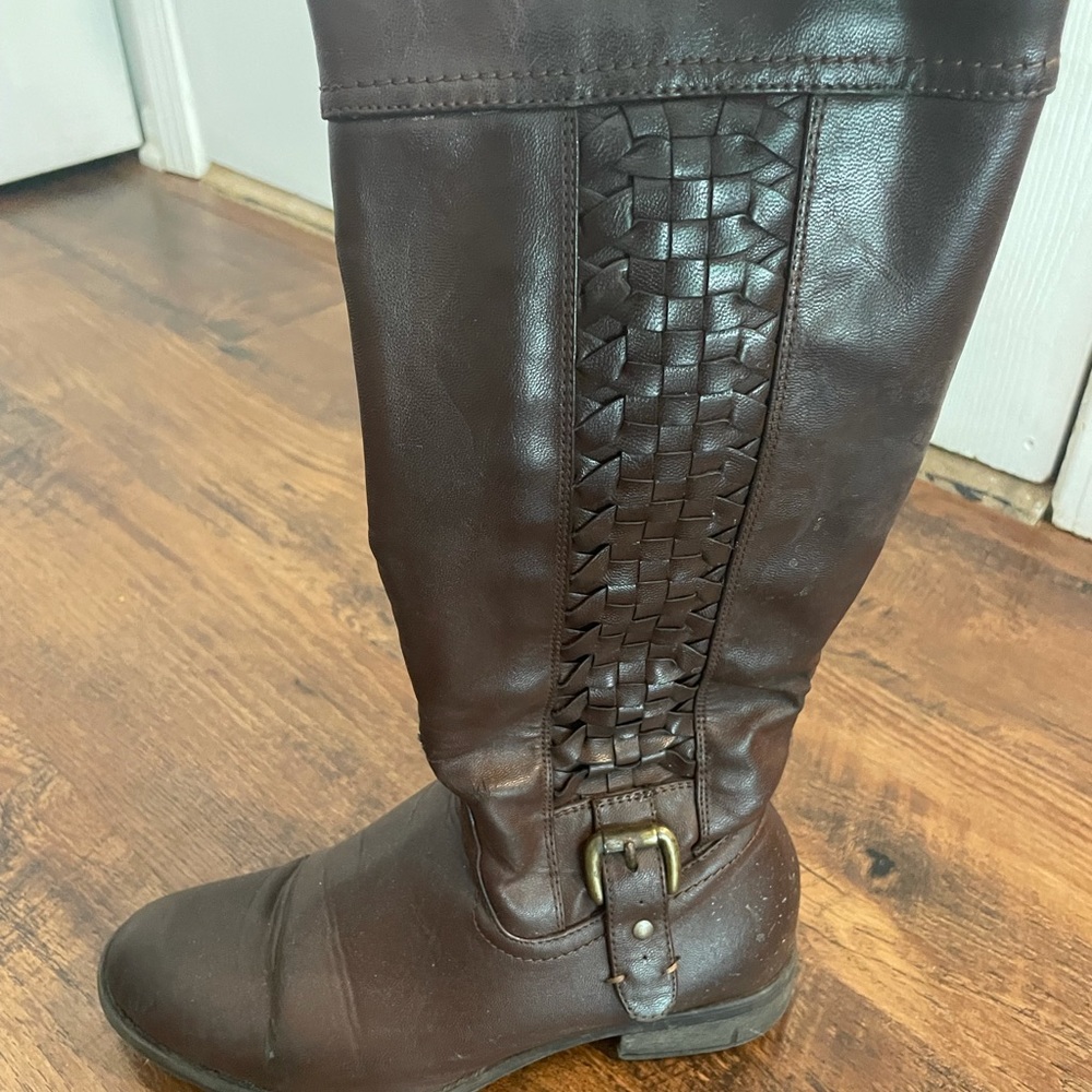Brown leather boots